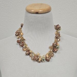 Chic Gold and Brown Beaded Necklace